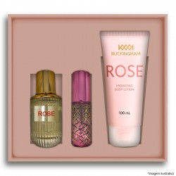 Kit Rose Feminino Perfume 30ml + 15ml + Creme 100ml